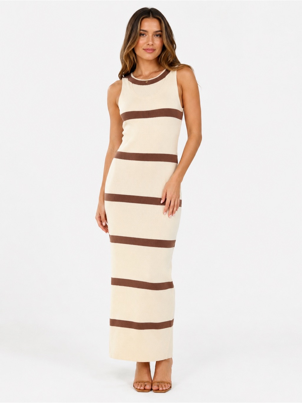 Endless Blu Ribbed Knit Striped Midi Dress Size Small NWOT